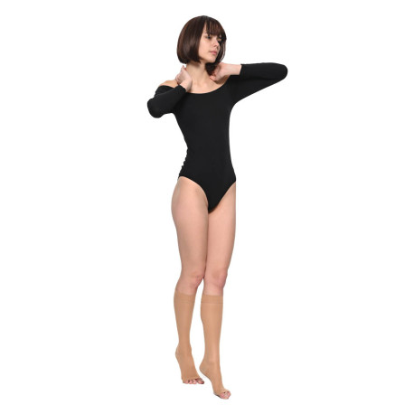 Гольфы компрессионные Soloventex, 2 класс, 140 DEN, женские, открытый носок, бежевые, арт. 120-112-2