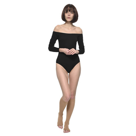 Гольфы компрессионные Soloventex Comfort, 2 класс, женские, открытый носок, бежевые, арт. 120-142