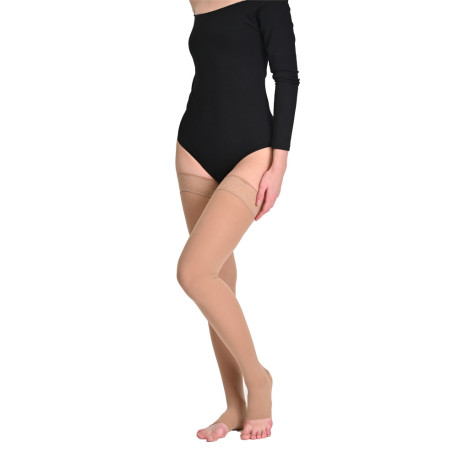 Чулки компрессионные Soloventex Comfort, 2 класс, открытый носок, бежевые, арт. 320-532