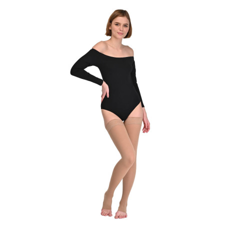 Чулки компрессионные Soloventex Comfort, 2 класс, открытый носок, бежевые, арт. 320-532-5